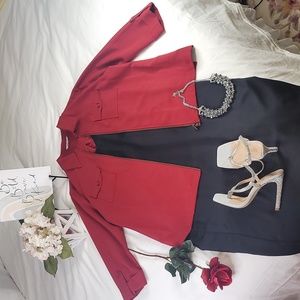 Allison Daley Red Blazer Elegant Wear Office Wear Career Minimalist